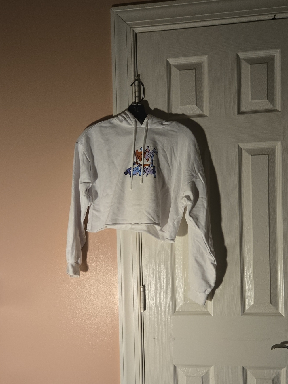 White Cropped Hoodie with Colorful Graphic- Fabletics